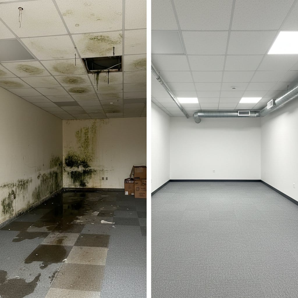 Mold Testing & Lab Reporting restoration — commercial office space of Tudor home in Ridgewood, NJ