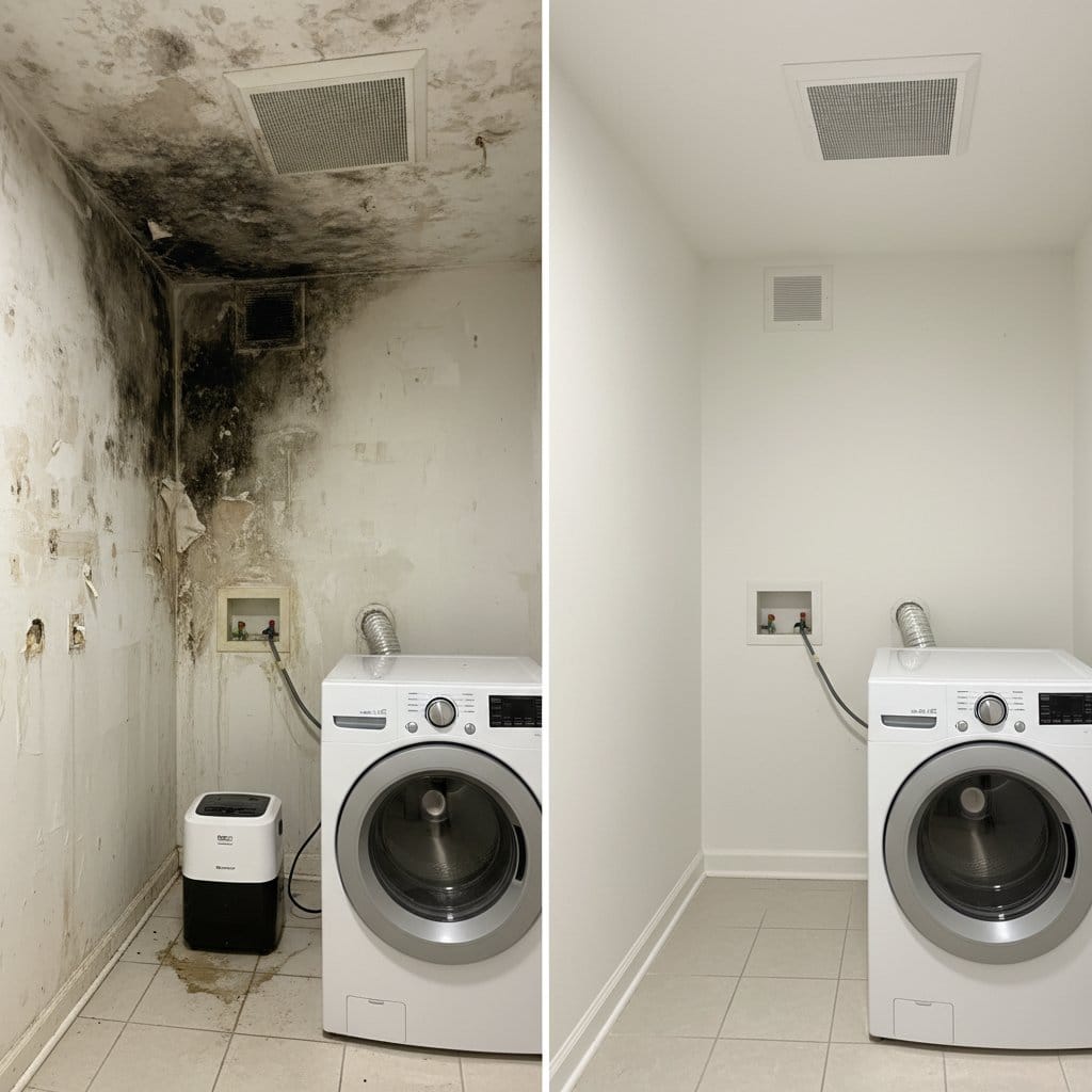 Odor Removal & Disinfection restoration — laundry room of Cape Cod house in Ridgewood, NJ